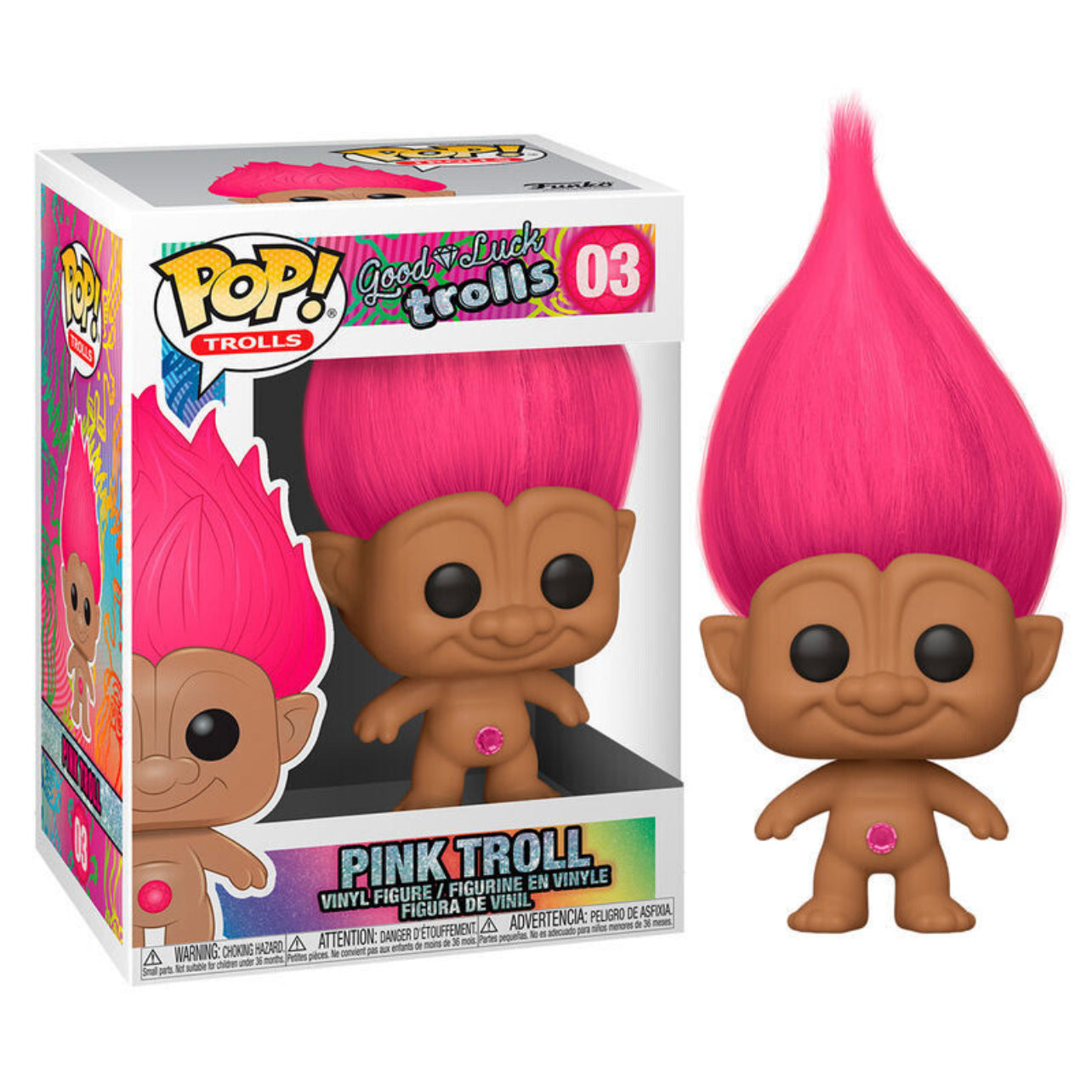 Funko Pop! Good Luck Trolls - Pink Troll 03 + Protector (VAULTED)