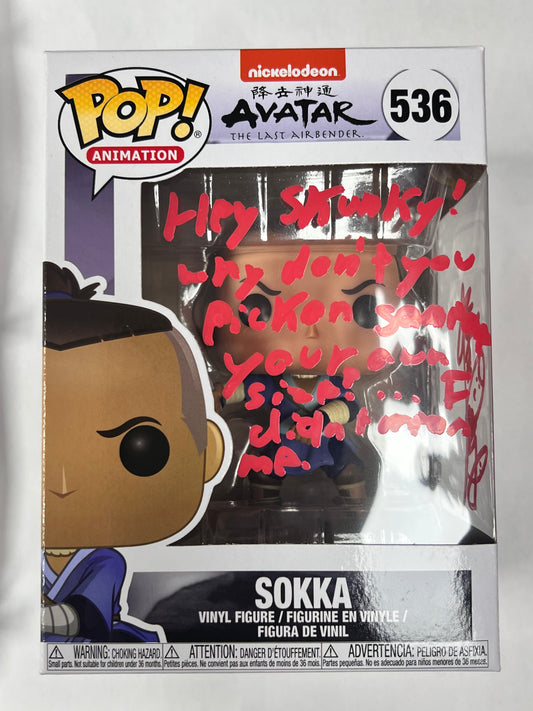 Funko Pop! Avatar The Last Airbender SIGNED BY IAN LUKE OUSLEY - Sokka 536 Figure + Pop Protector