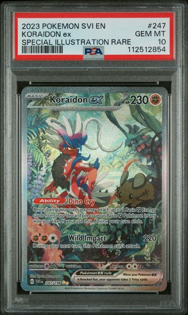 Pokemon TCG! 2023 Pokemon Scarlet and Violet Special Illustration Rare Koraidon Ex #247 PSA 10