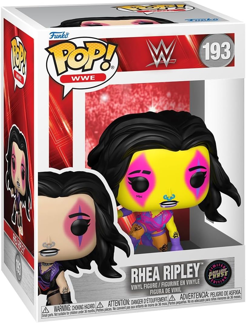 Funko Pop! WWE - Rhea Ripley 193 GLOW CHASE Figure + Pop Protector