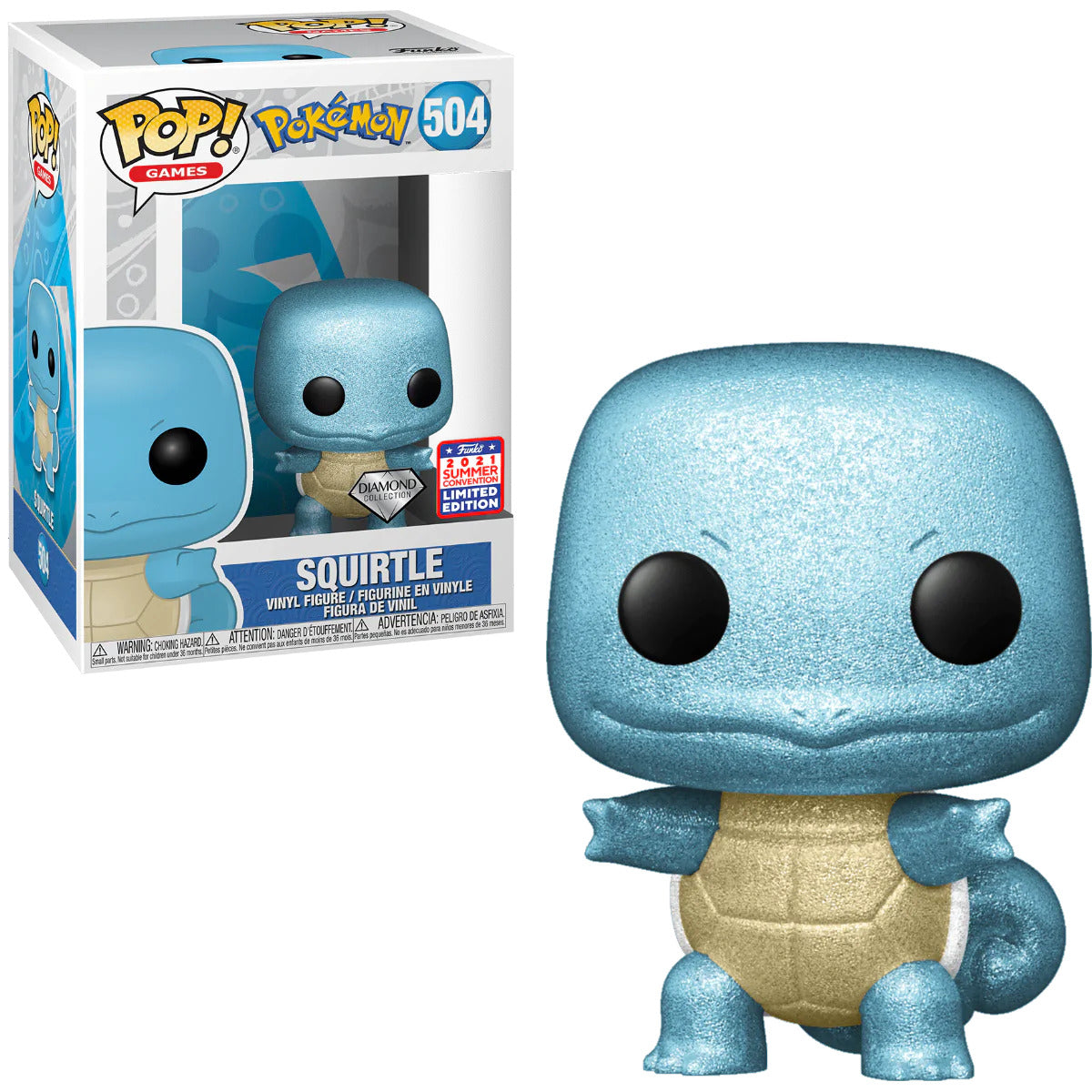 Funko Pop! Pokémon Squirtle 504 Diamond Collection 2021 Summer Convention Exclusive + Free Protector