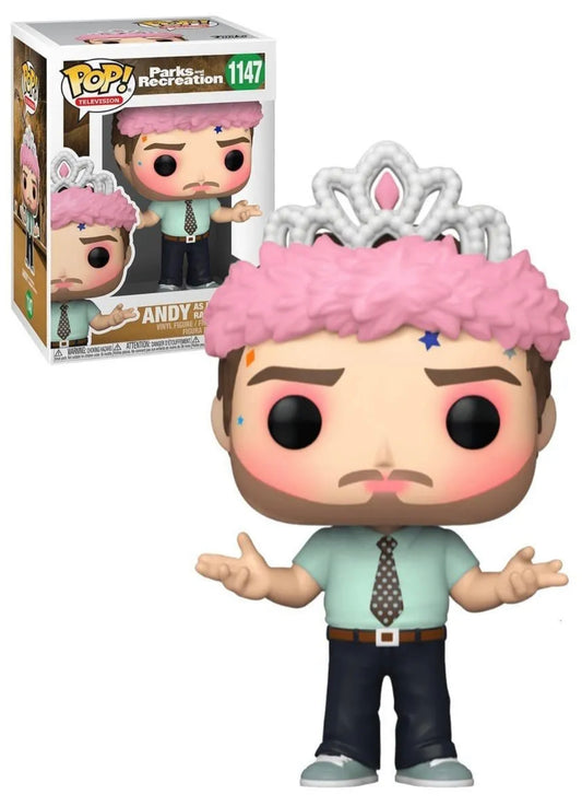 Funko Pop! Parks and Recreation Andy as Princess Rainbow Sparkle 1147 + Free Protector
