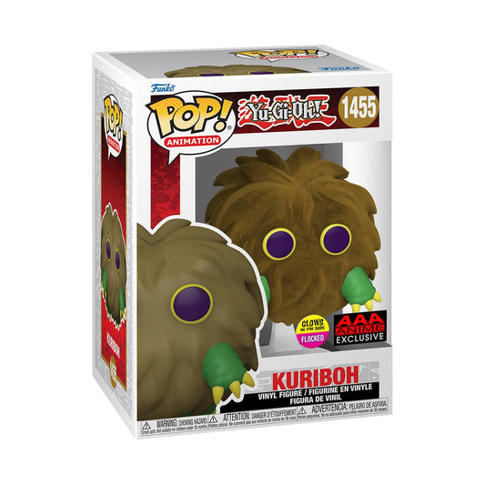 Funko Pop! Yu-Gu-Oh! Kuriboh 1455 Glows in the Dark Flocked AAA Anime Exclusive + Free Protector