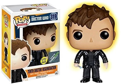 Funko Pop! Doctor Who - Tenth Doctor Regeneration 319 Figure Glows in the Dark Made For ThinkGeek Exclusive + Pop Protector