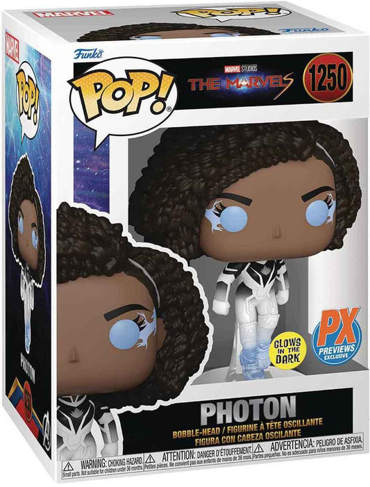 Funko Pop! Marvel Studios - The Marvels : Photon 1250 Glows in the Dark PX Previews Exclusive + Free Protector