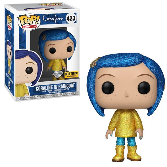 Funko Pop! Coraline in Raincoat 423 Diamond Collection Hot Topic Exclusive + Free Protector