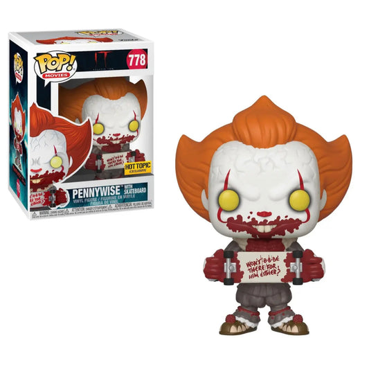 Funko Pop! IT Chapter Two - Pennywise with Skateboard 778 Hot Topic Exclusive + Free Protector