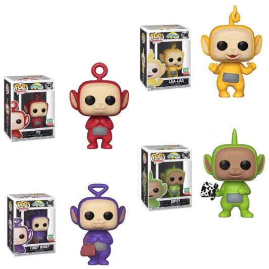 Funko Pop! Teletubbies Dipsy 745, Laa-laa 746, Po 747, and Tinky Winky 748 Funko Shop Exclusive Figures + Free Protectors