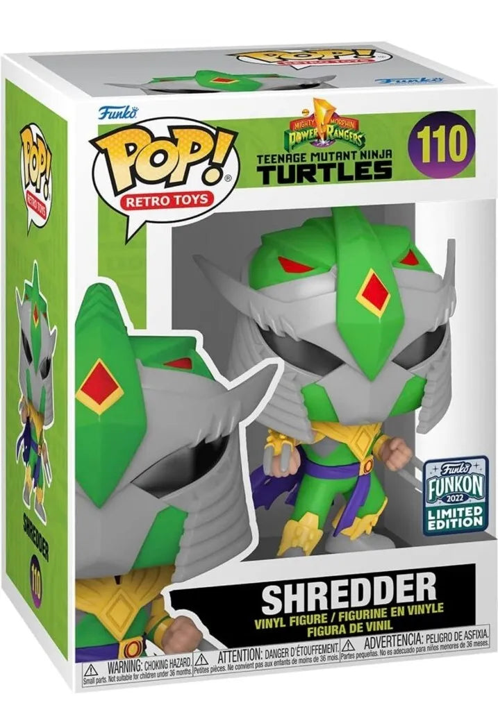 Funko Pop! Mighty Morphin Power Rangers Teenage Mutant Ninja Turtles Shredder 110 Funko Funkon 2022 Exclusive + Free Protector