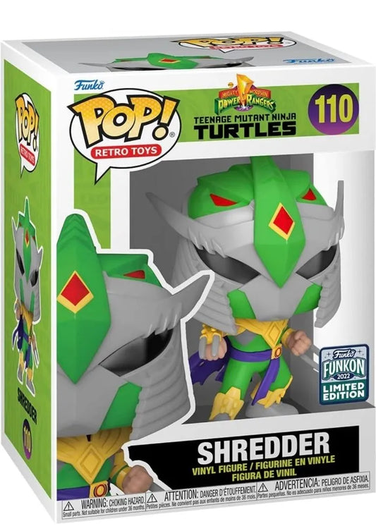 Funko Pop! Mighty Morphin Power Rangers Teenage Mutant Ninja Turtles Shredder 110 Funko Funkon 2022 Exclusive + Free Protector