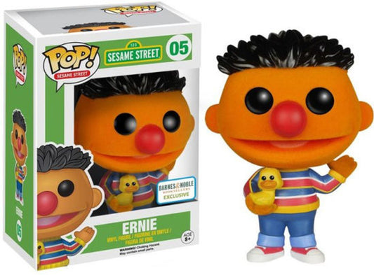 Funko Pop! 123 Sesame Street - Ernie 05 Barnes & Noble Exclusive (Flocked, VAUTED)+ Free Protector