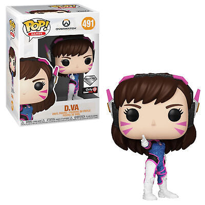 Funko Pop! Overwatch D.Va 491 Diamond GameStop Exclusive (VAULTED) + Pop Protector