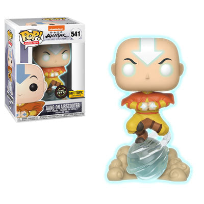 Funko Pop! Nickelodeon Avatar The Last Airbender : Aang on Airscooter GLOW CHASE Hot Topic Exclusive 541 + Pop Protector