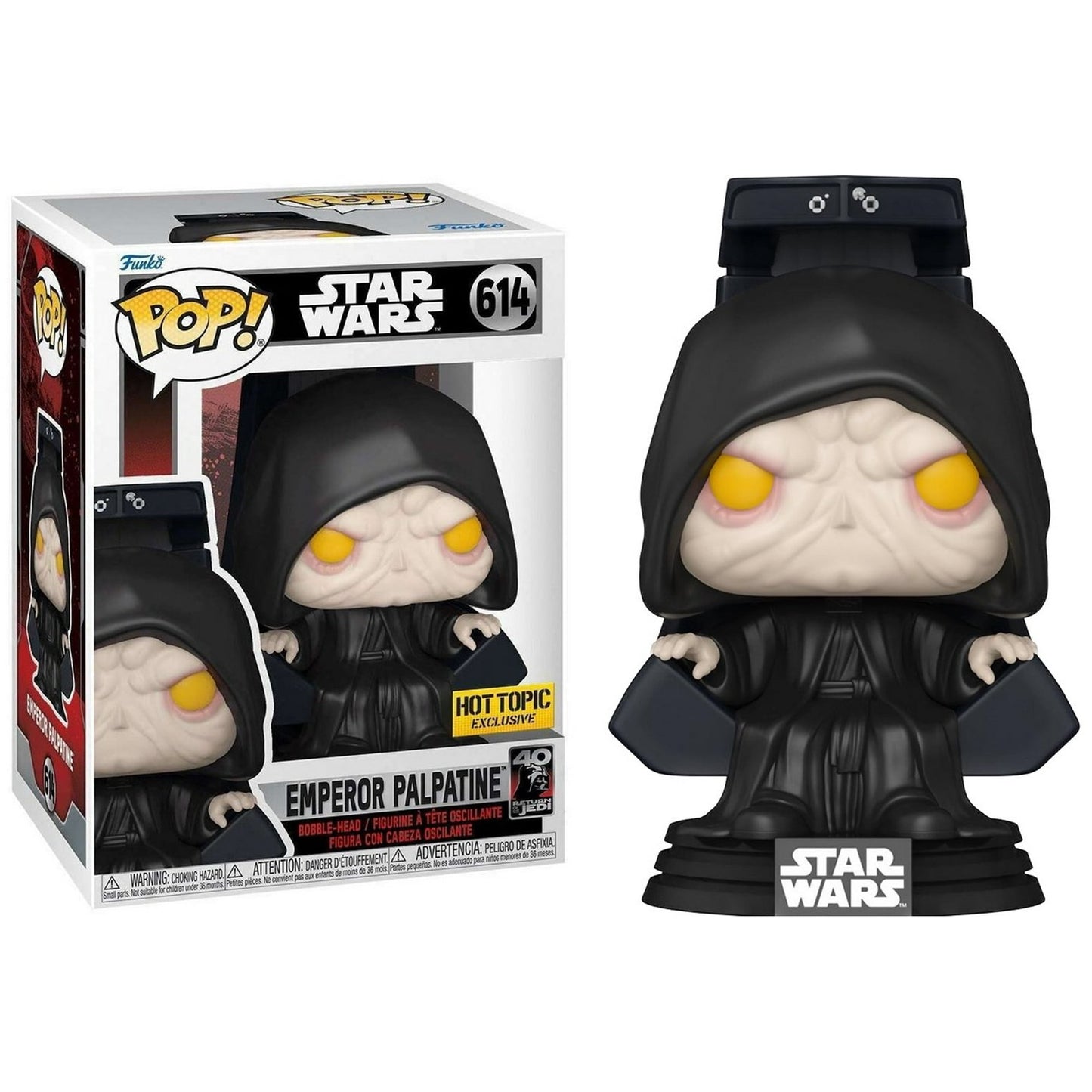 Funko Pop! Star Wars : Emperor Palpatine 614 Hot Topic Exclusive + Pop Protector