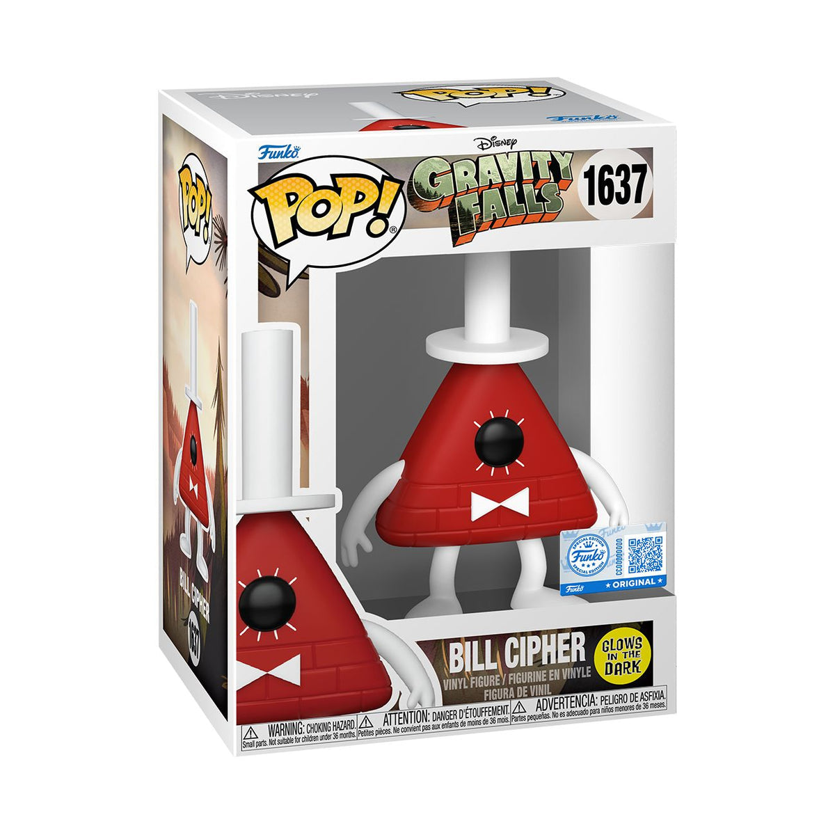 Funko Pop! Disney Gravity Falls - Bill Cipher 1637 Funko Special Edition Glows in the Dark Figure + Pop Protector