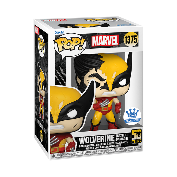 Funko Pop! Marvel Wolverine 50 Years (Battle Damage) 1375 Funko Shop Exclusive + Free Protector