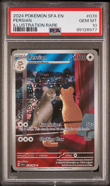 Pokemon TCG! 2024 POKEMON SFA EN-SHROUDED FABLE #078 PERSIAN ILLUSTRATION RARE PSA 10