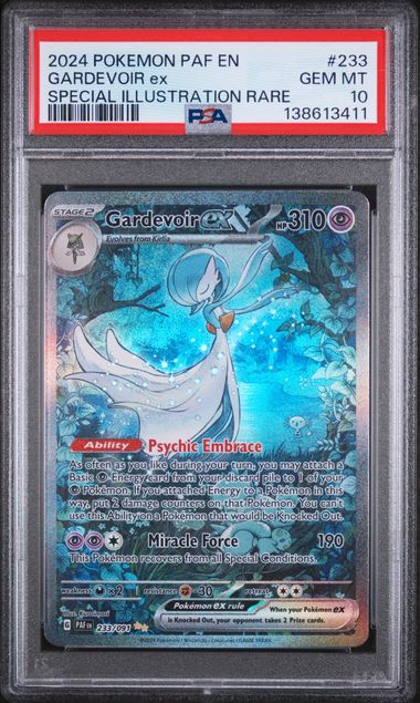 Pokemon TCG! 2024 POKEMON PAF EN-PALDEAN FATES #233 GARDEVOIR ex SPECIAL ILLUSTRATION RARE PSA 10