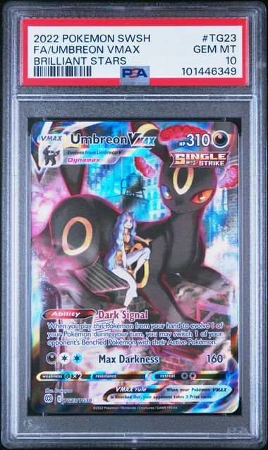 Pokemon TCG! 2022 POKEMON SWORD & SHIELD BRILLIANT STARS #TG23 FA/UMBREON VMAX BRILLIANT STARS PSA 10