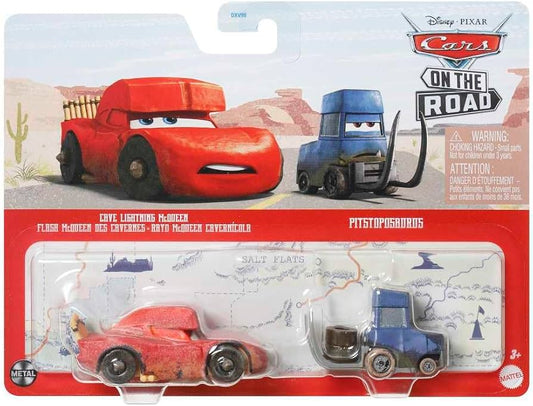 Disney Pixar Cars Cave Lightning McQueen & Pitstoposaurus 1:55 Scale Diecast Figures 2 Pack