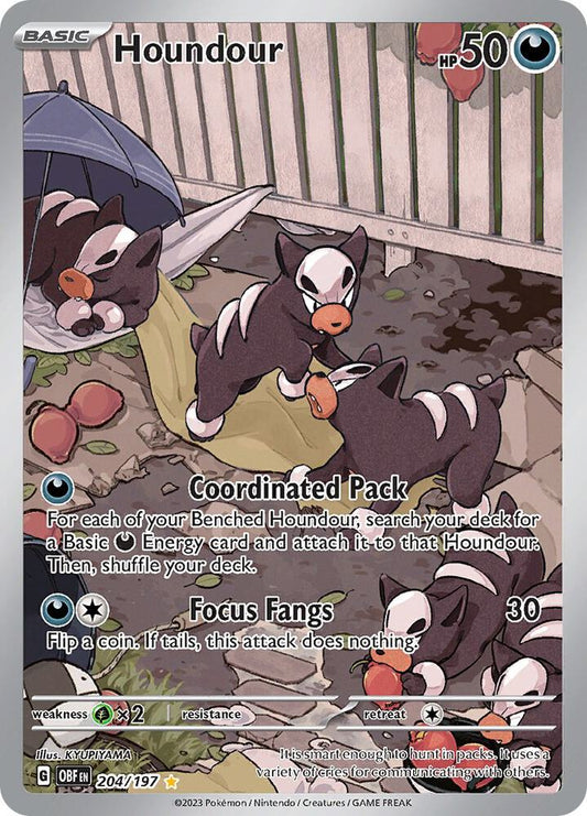 Pokemon TCG! Houndour - 204/197 - SV03: Obsidian Flames (OBF)