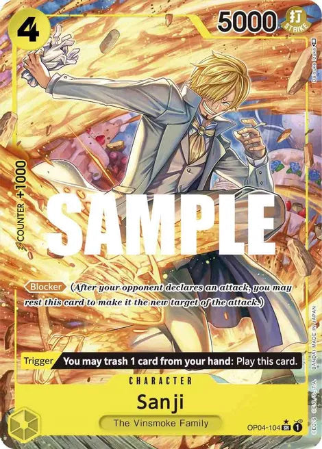 One Piece TCG! Sanji (104) (Alternate Art) - Kingdoms of Intrigue (OP04) (NM)