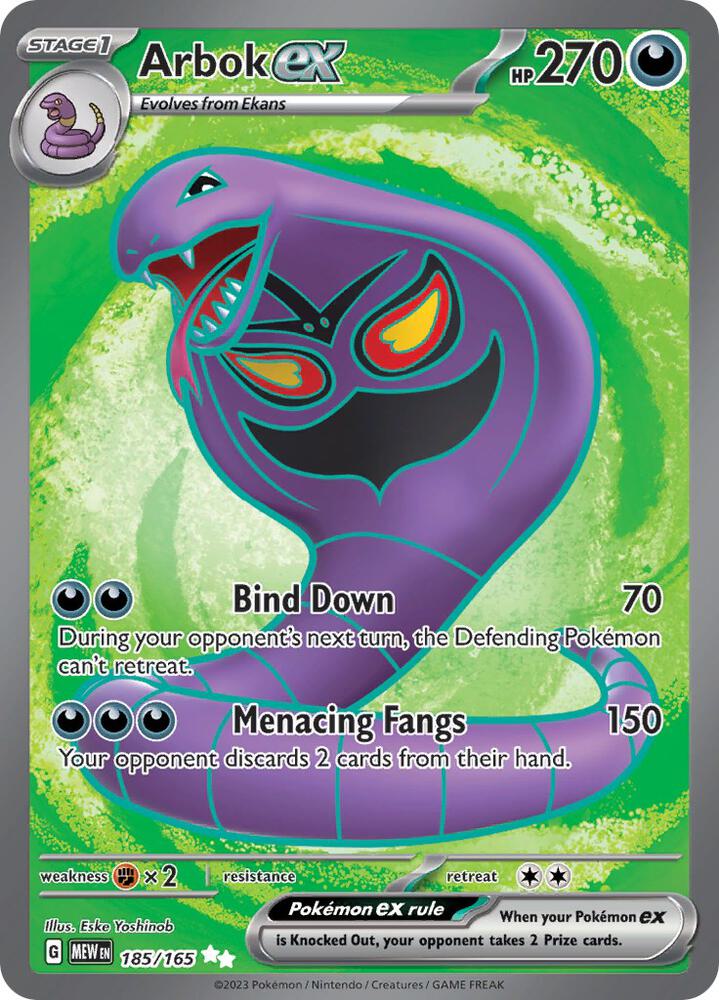 Pokemon TCG! Arbok ex - 185/165 - SV: Scarlet & Violet 151 (MEW)