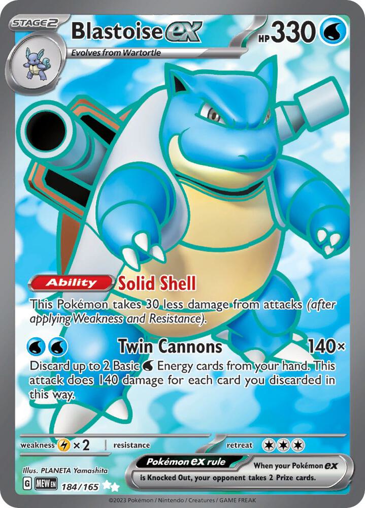 Pokemon TCG! Blastoise ex - 184/165 - SV: Scarlet & Violet 151 (MEW)