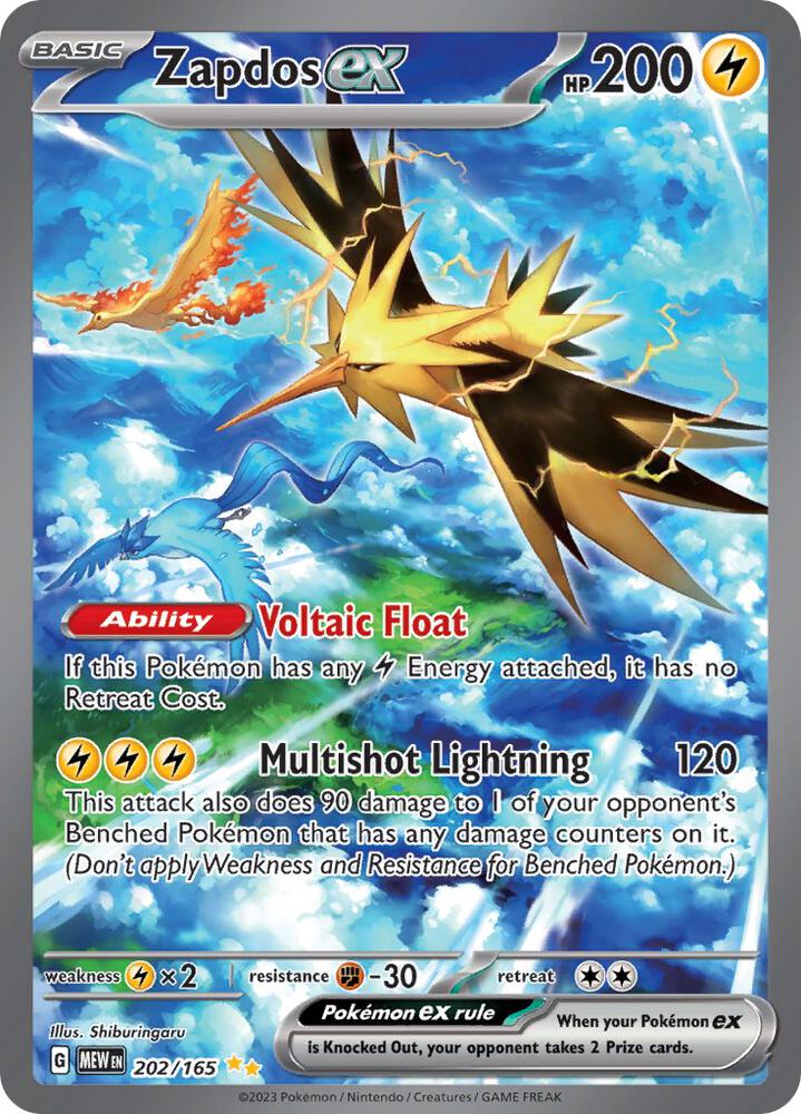 Pokemon TCG! Zapdos ex - 202/165 - SV: Scarlet & Violet 151 (MEW)