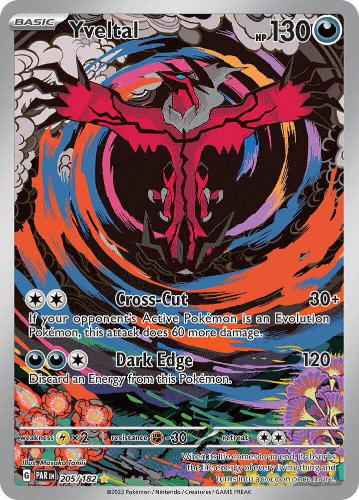 Pokemon TCG! Yveltal - 205/182 - SV04: Paradox Rift (PAR)