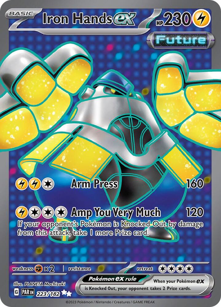 Pokemon TCG! Iron Hands ex - 223/182 - SV04: Paradox Rift (PAR)