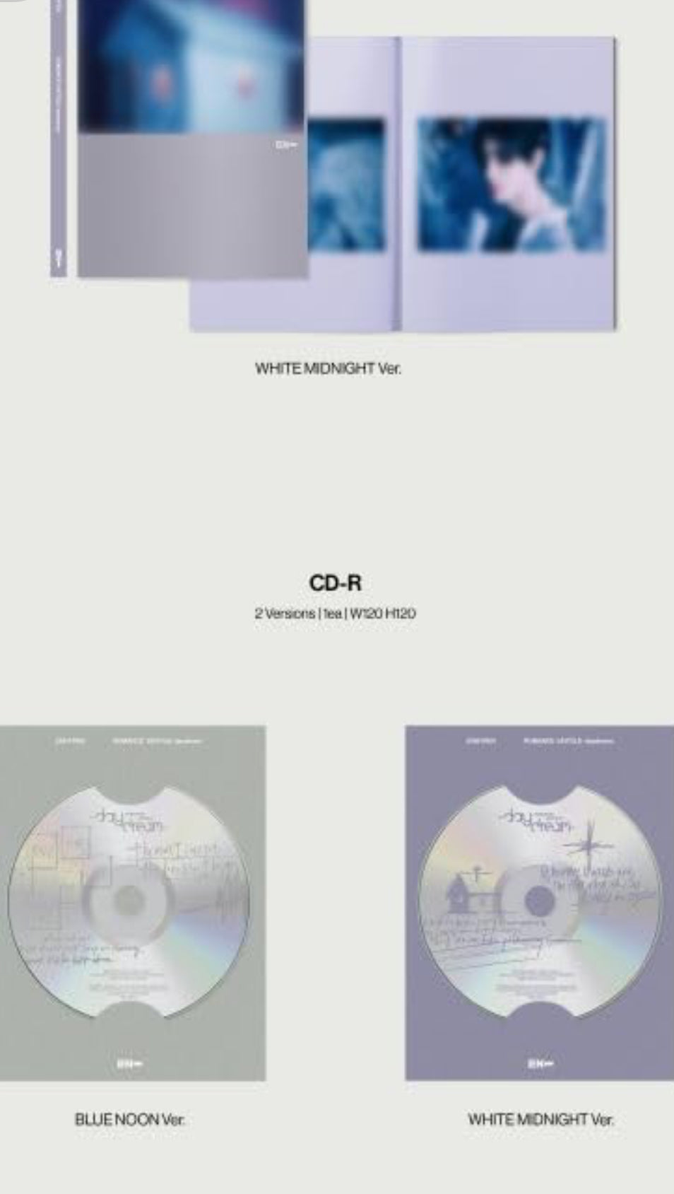 K-pop Enhypen Romance : Untold - Daydream (2 Versions) Blue Noon and White Midnight Bundle Set Albums