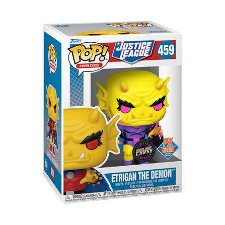 Funko Pop! Justice League - Etrigan The Demon 459 Black Light CHASE PX Previews Exclusive Figure + Pop Protector