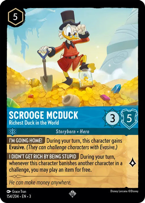 154	Scrooge McDuck - Richest Duck in the World	Disney Lorcana Into the Inklands Super Rare TCG CARD