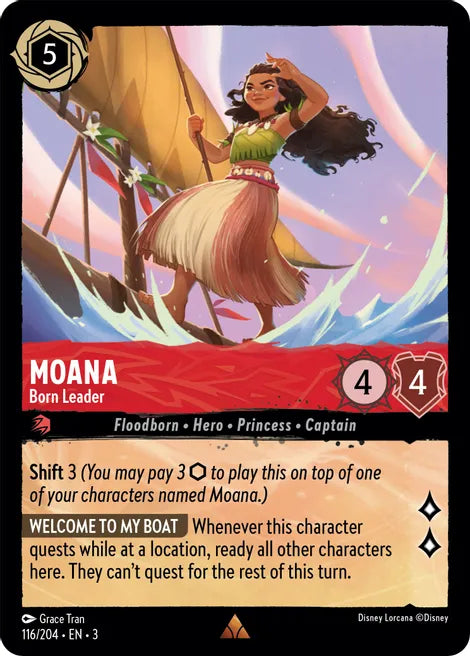 116 Moana - Born Leader Disney Lorcana Into the Inklands RARE TCG CARD