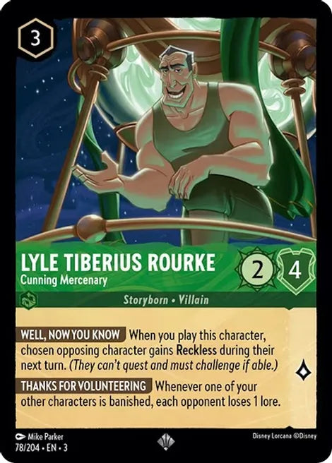 78 Lyle Tiberius Rourke - Cunning Mercenary Disney Lorcana Into the Inklands SUPER RARE TCG CARD