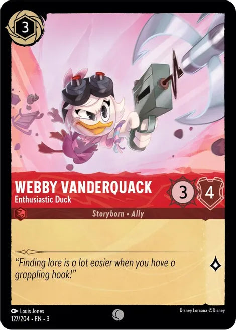 127	Webby Vanderquack - Enthusiastic Duck	Disney Lorcana Into the Inklands Common