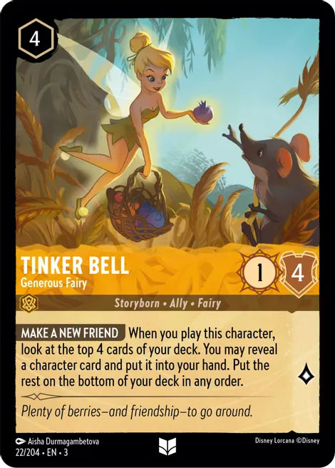 22 Tinker Bell - Generous Fairy Disney Lorcana Into the Inklands Uncommon TCG CARD