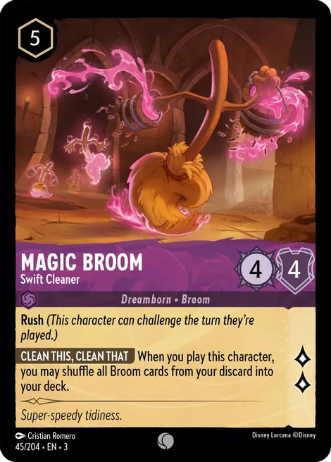 45 Magic Broom - Swift Cleaner Disney Lorcana Into the Inklands Common TCG CARD