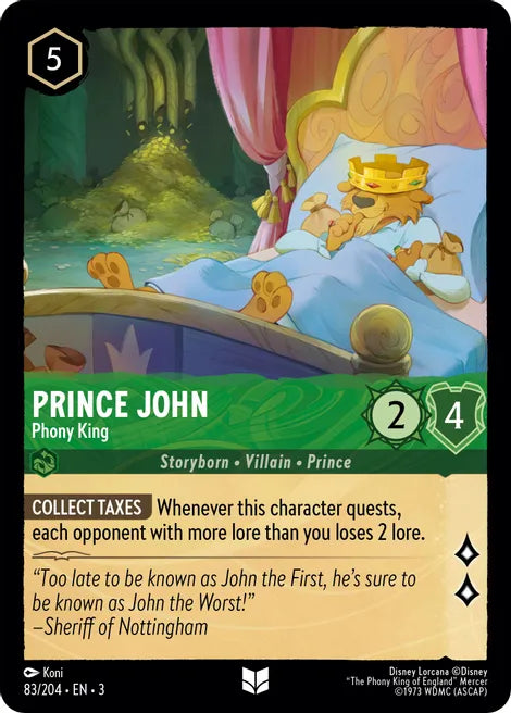 83	Prince John - Phony King	Disney Lorcana Into the Inklands Uncommon