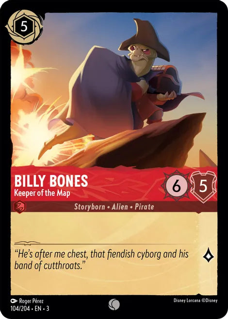 104 Billy Bones - Keeper of the Map Disney Lorcana Into the Inklands Common TCG CARD