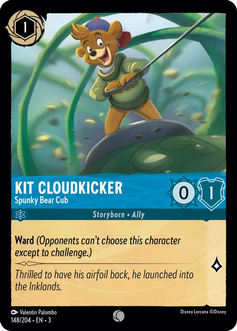 148 Kit Cloudkicker - Spunky Bear Cub Disney Lorcana Into the Inklands Common TCG CARD