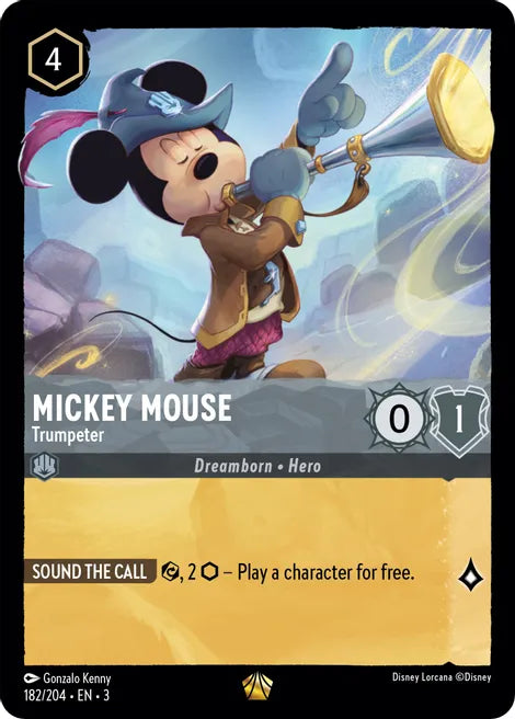 182 Mickey Mouse -Trumpeter Disney Lorcana Into the Inklands Legendary TCG CARD