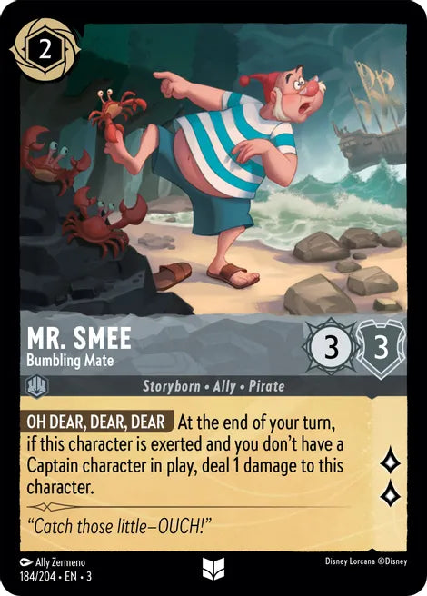 184 Mr. Smee - Bumbling Mate Disney Lorcana Into the Inklands Uncommon TCG CARD