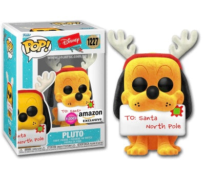 Funko Pop! Disney Holiday Pluto 1227 Flocked Amazon Exclusive + Free Protector