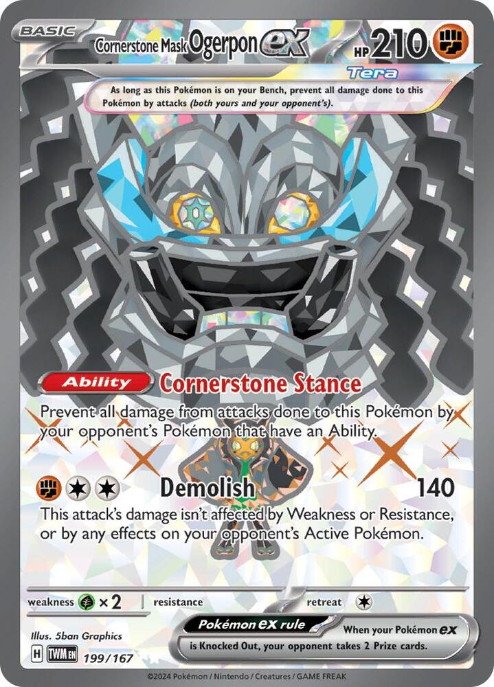 Pokemon TCG! Cornerstone Mask Ogerpon ex - 199/167 - SV06: Twilight Masquerade (TWM)