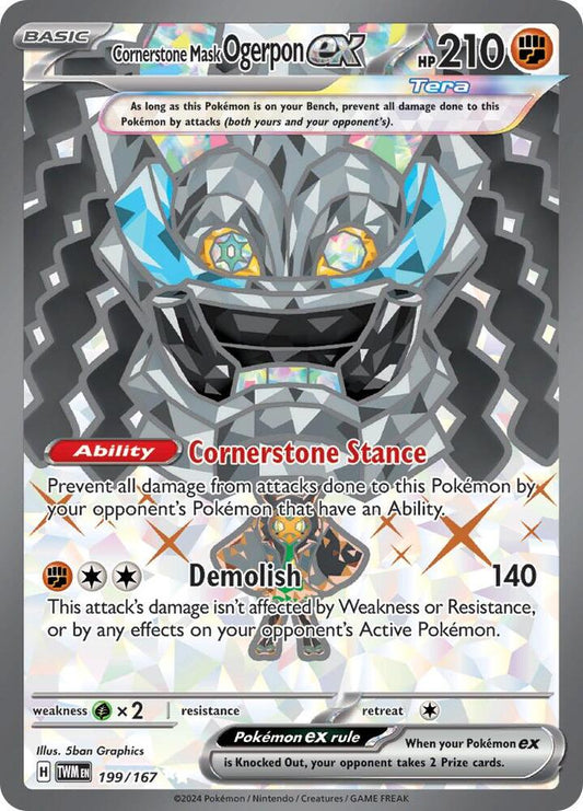 Pokemon TCG! Cornerstone Mask Ogerpon ex - 199/167 - SV06: Twilight Masquerade (TWM)