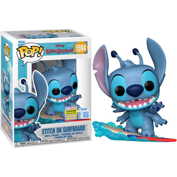 Funko Pop! Disney Lilo & Stitch - Stitch on Surfboard 1594 Funko 2025 Summer Convention Exclusive Figure + Pop Protector