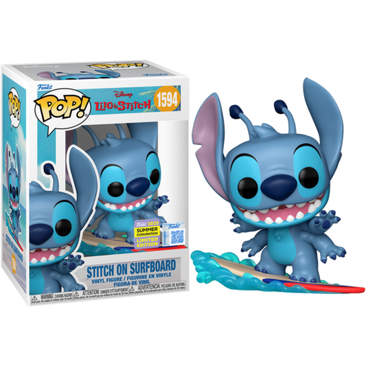 Funko Pop! Disney Lilo & Stitch - Stitch on Surfboard 1594 Funko 2025 Summer Convention Exclusive Figure + Pop Protector