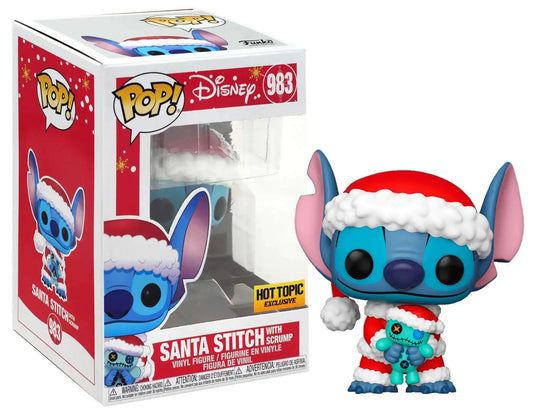 Funko Pop! Disney Lilo & Stitch - Santa Stitch with Scrump 983 Hot Topic Exclusive + Protector